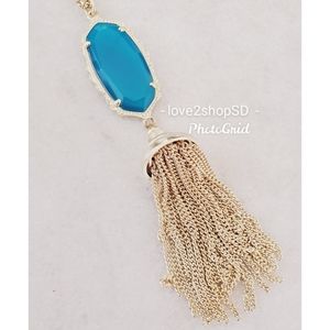 Kendra Scott Teal Blue Agate Everly necklace NWOT